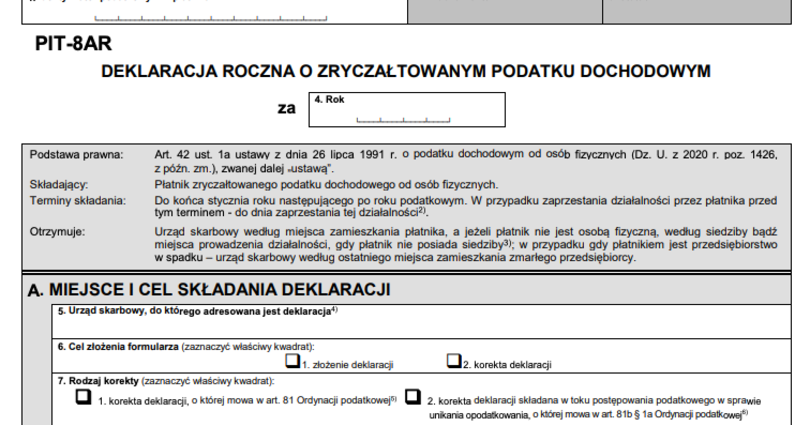 PIT-8ar - kto powinien złożyć i jak go wypełnić?