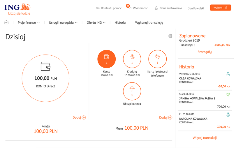 ING Konto direct - serwis transakcyjny
