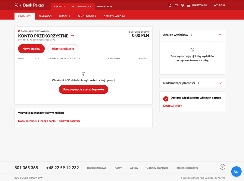 serwis klienta w koncie przekorzystnym w banku pekao